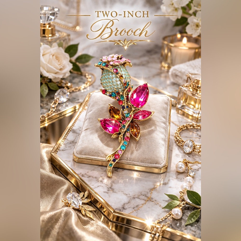 Rose Crystal Brooch